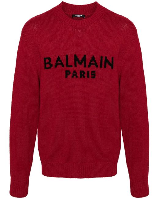 Balmain logo intarsia-knit jumper