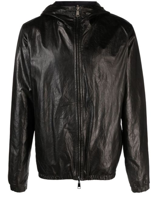 Giorgio Brato crinkled hooded leather jacket