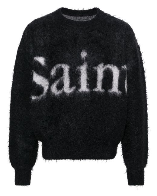 Saint Mxxxxxx intarsia knit-logo brushed-finish jumper