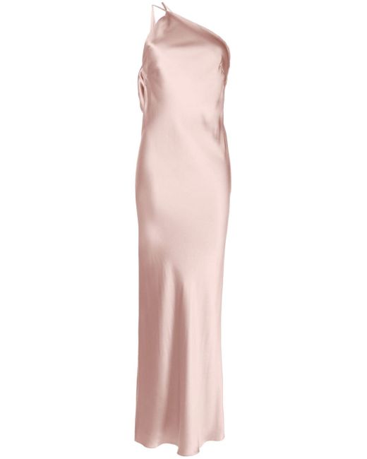 Michelle Mason one-shoulder bias gown