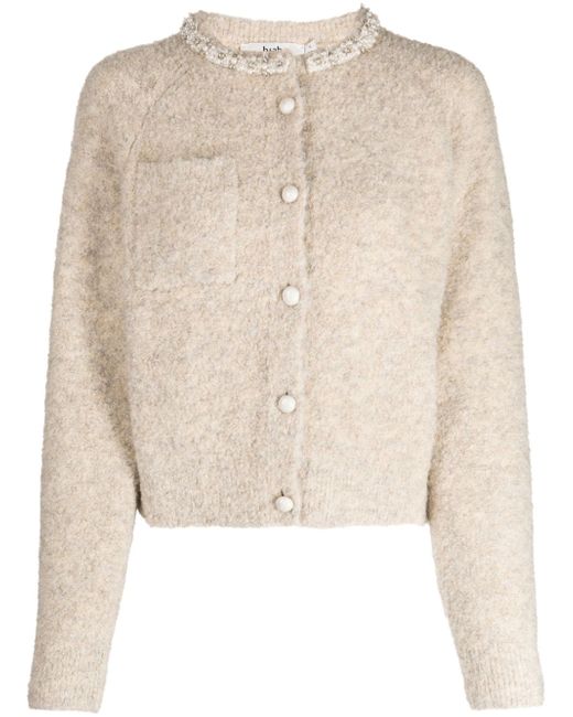 b+ab faux-pearl embellished knitted cardigan