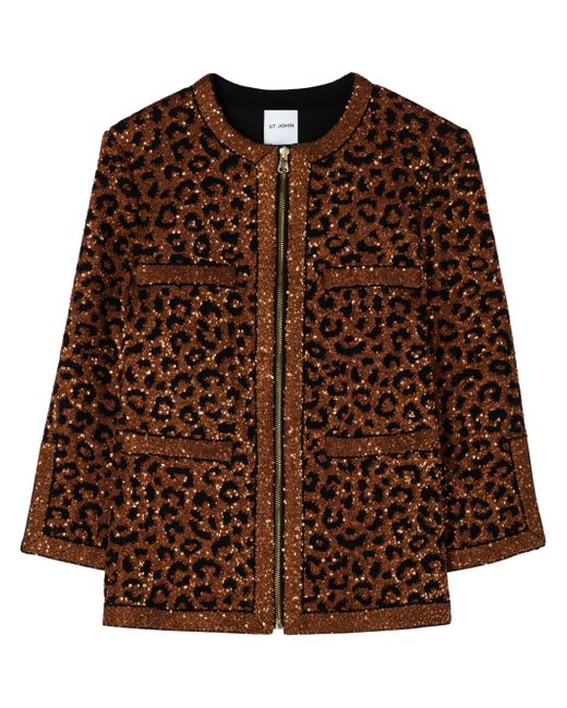 St. John leopard-print sequin-embellished jacket