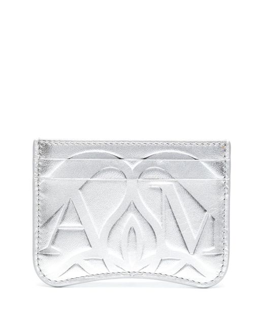 Alexander McQueen logo-debossed metallic leather cardholder