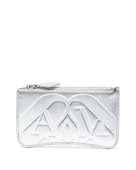 Alexander McQueen logo-debossed metallic leather wallet
