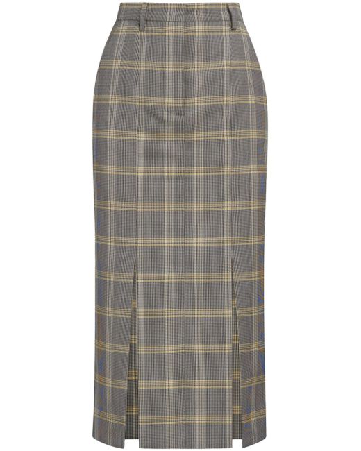 Marni plaid-check pattern midi skirt