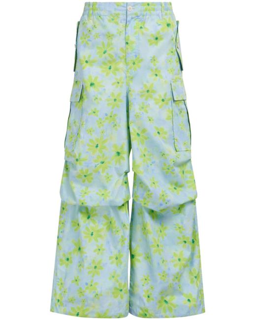Marni floral-print wide-leg cargo trousers