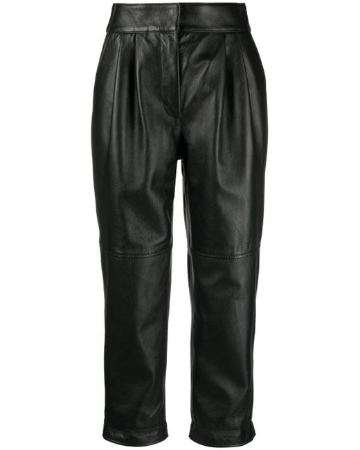 Moschino high-waist leather cropped trousers