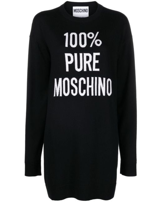 Moschino intarsia-knit slogan knitted dress