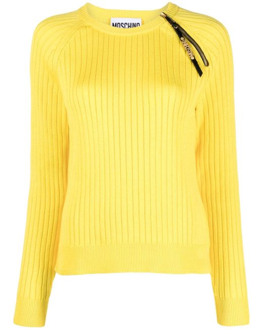 Moschino zip-detailed ribbed jumper