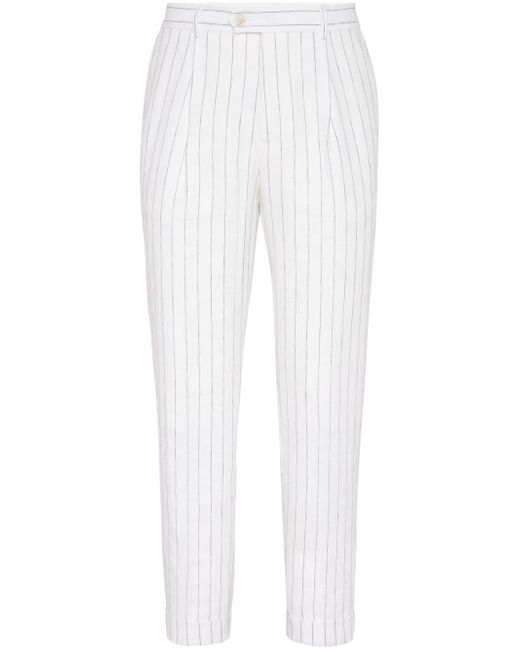 Brunello Cucinelli stripe-print straight-leg trousers