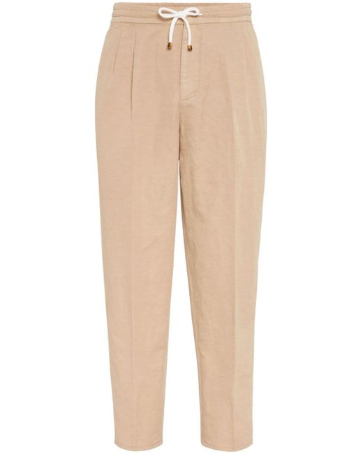 Brunello Cucinelli drawstring pleated tapered-leg trousers