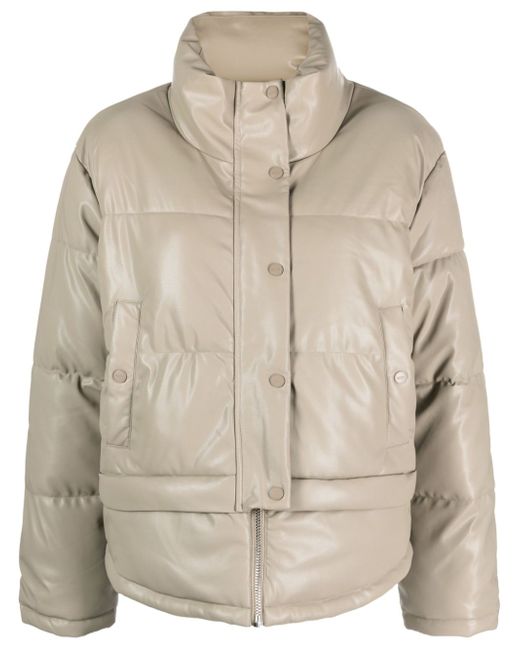 Dkny faux-leather puffer jacket