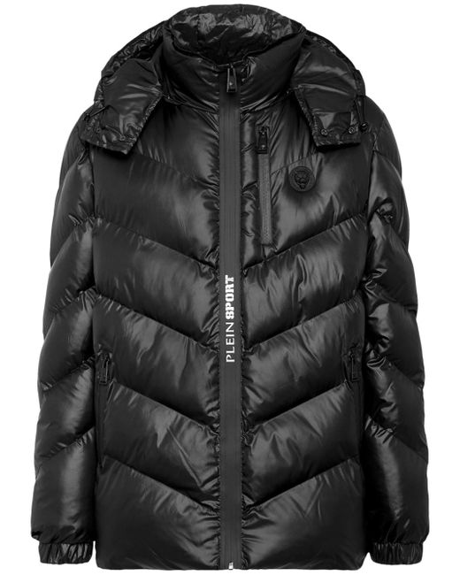 Plein Sport tiger-embroidered quilted coat