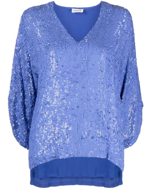 P.A.R.O.S.H. sequined V-neck blouse