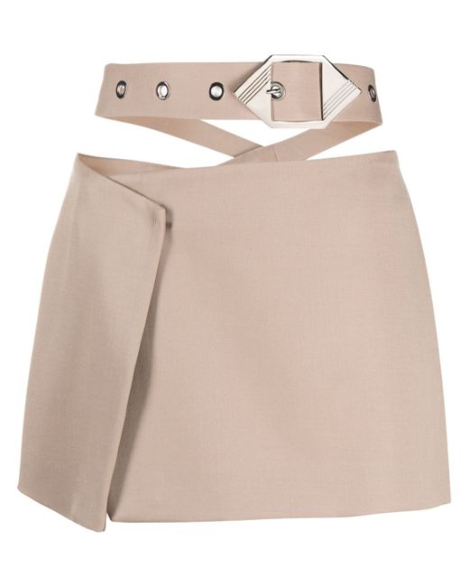 Attico asymmetric belted miniskirt