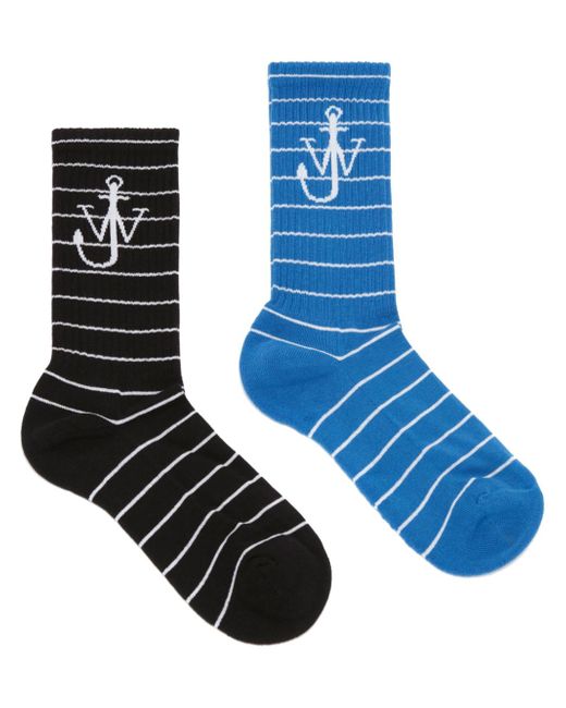 J.W.Anderson logo-intarsia striped jacquard socks