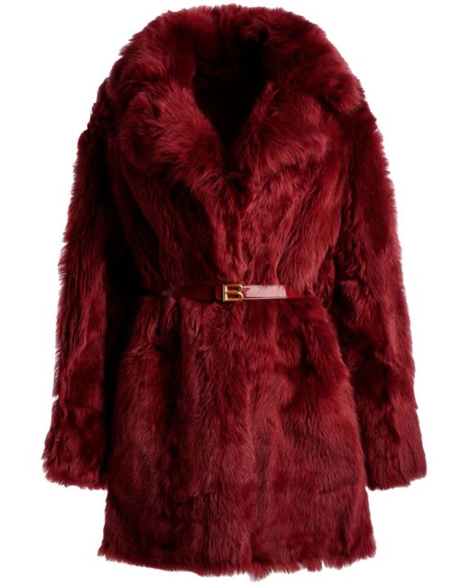 Bally belted faux-fur coat