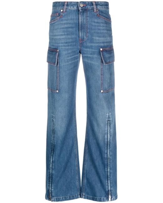 Stella McCartney ankle-zips wide-leg jeans