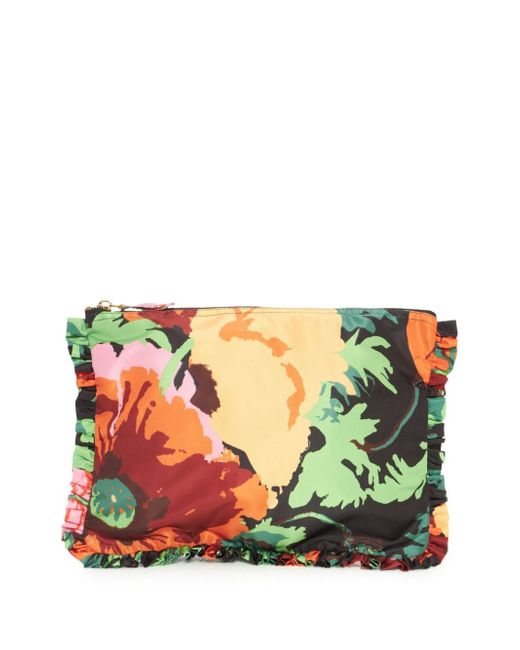 La Double J. floral-print zipped clutch bag