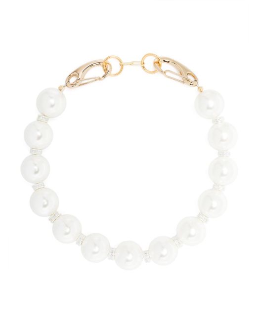 Atu Body Couture rhinestone-embellished pearl necklace