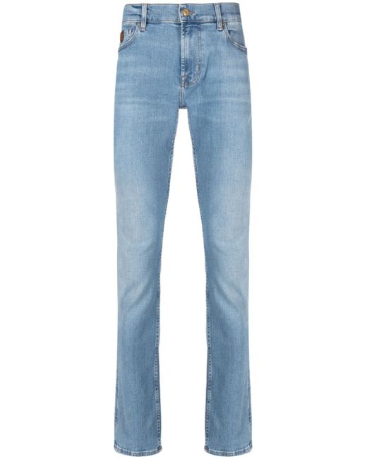 7 For All Mankind logo-patch whiskering-effect slim-cut jeans