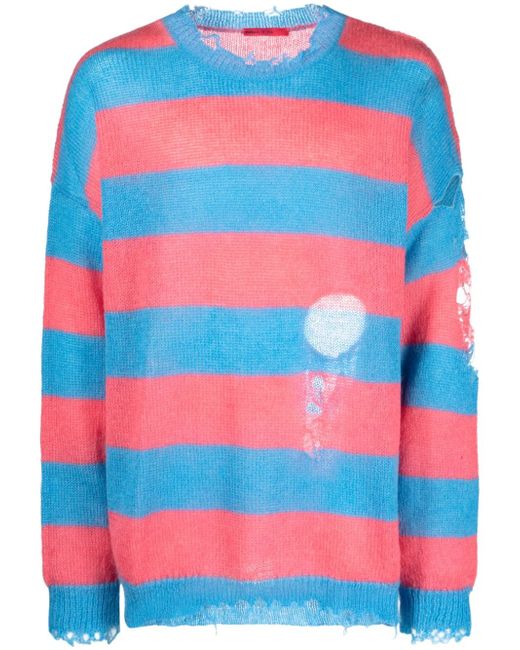 Members of The Rage distressed striped jumper