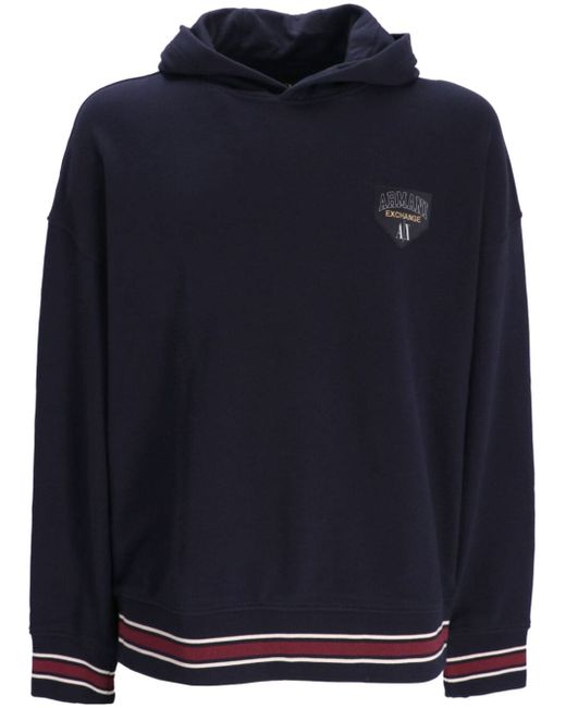 Armani Exchange logo-appliqué stripe-detail hoodie