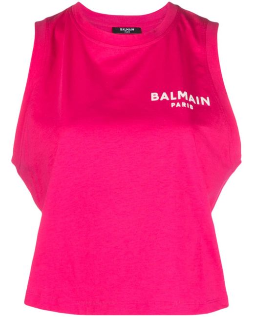 Balmain logo-print tank top