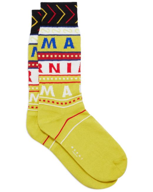 Marni logo-intarsia fine-knit socks
