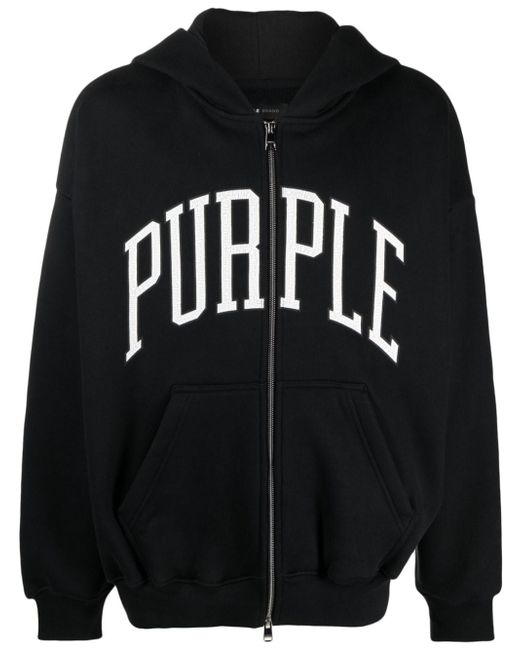 Purple Brand logo-print cotton hoodie