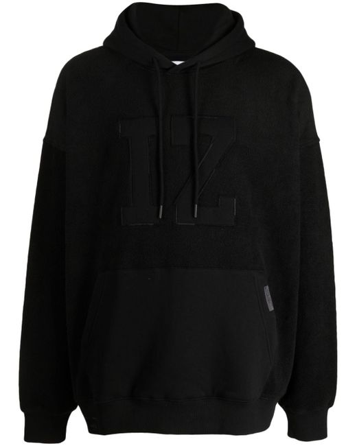 Izzue logo-appliqué fleece-texture hoodie