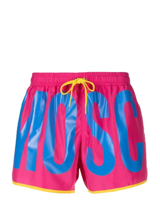 Moschino logo-print drawstring swim trunks