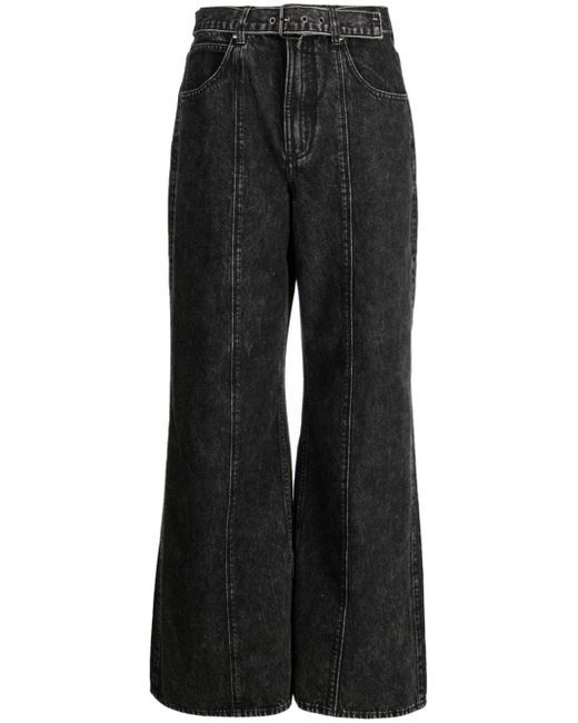 Izzue panelled belted wide-leg jeans