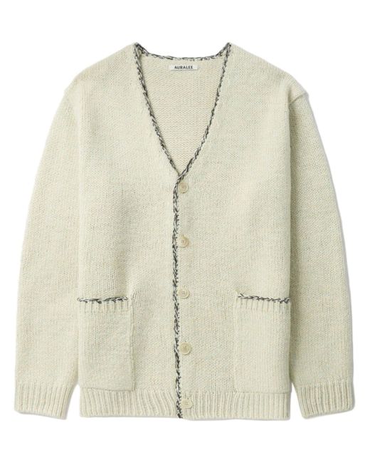 Auralee contrasting-trim knitted cardigan