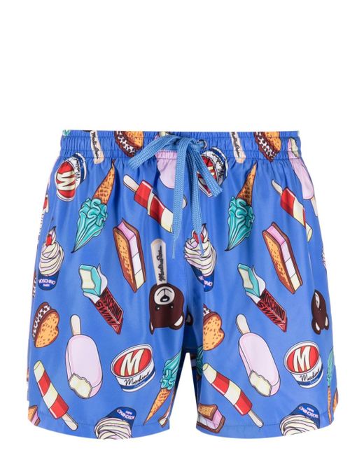 Moschino graphic-print drawstring swim shorts