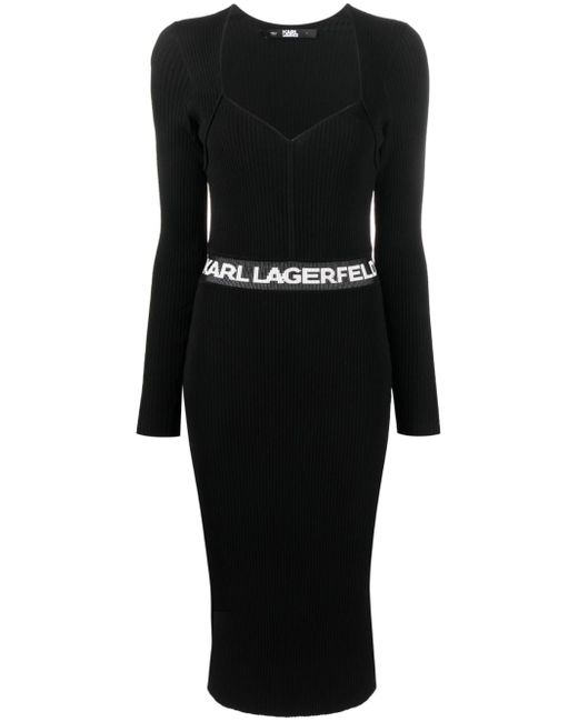 Karl Lagerfeld logo-print ribbed dress