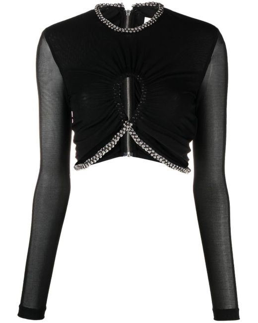 Dion Lee barball-embellished cut-out crop top