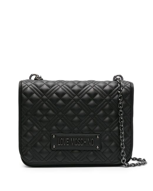 Love Moschino logo-plaque quilted leather shoulder bag