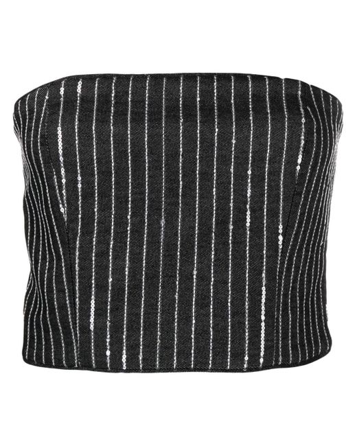 Rotate sequinned striped crop top