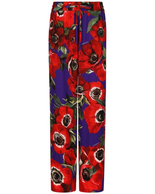 Dolce & Gabbana floral-print drawstring-waistband palazzo pants