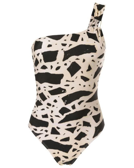 Lenny Niemeyer graphic-print one-shoulder swimsuit
