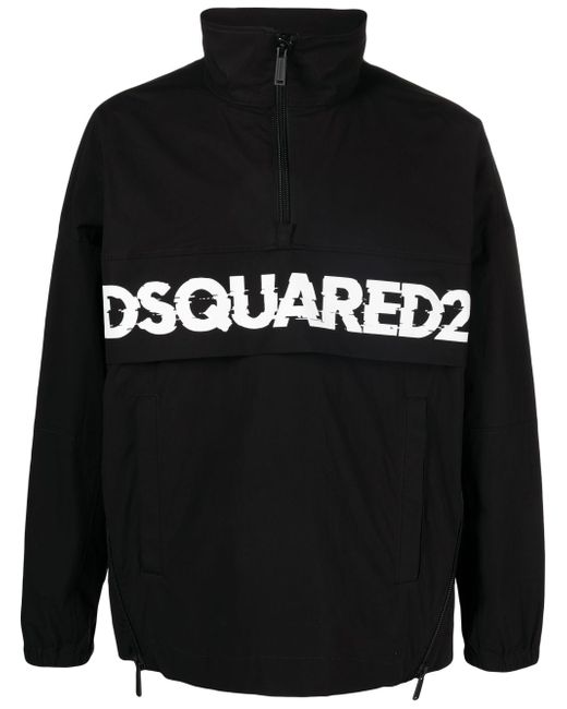Dsquared2 logo-print poplin half-zip jacket