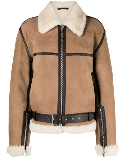 Totême shearling-trim zip-up suede jacket