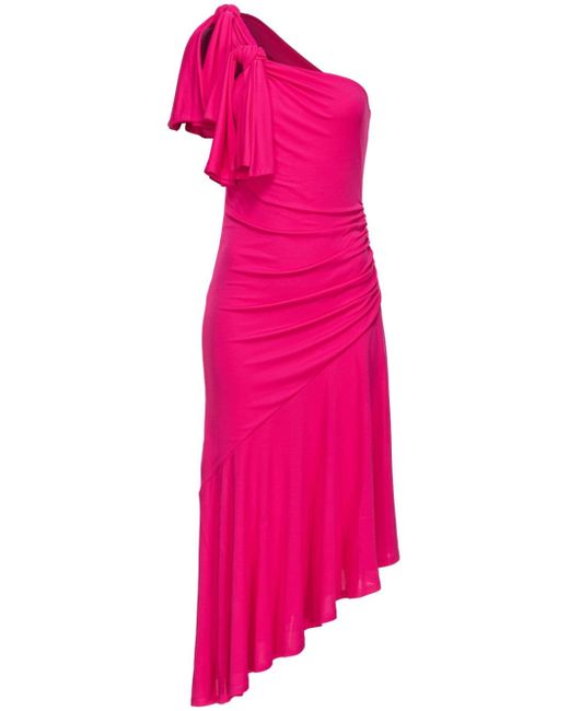 Pinko asymmetric flared ruched dress