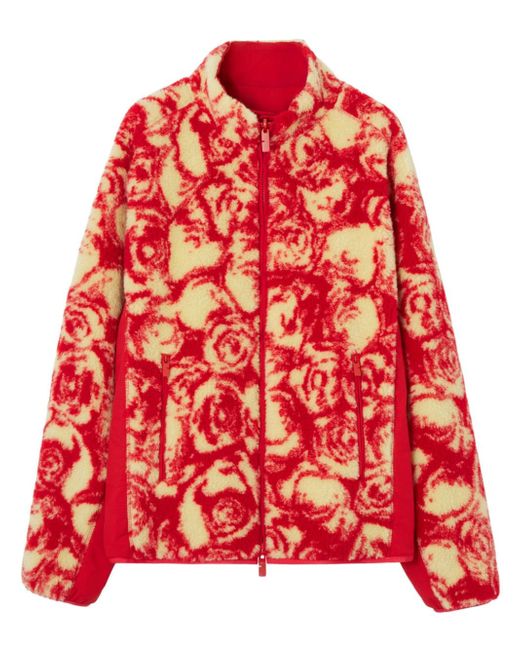 Burberry rose-print fleece reversible jacket