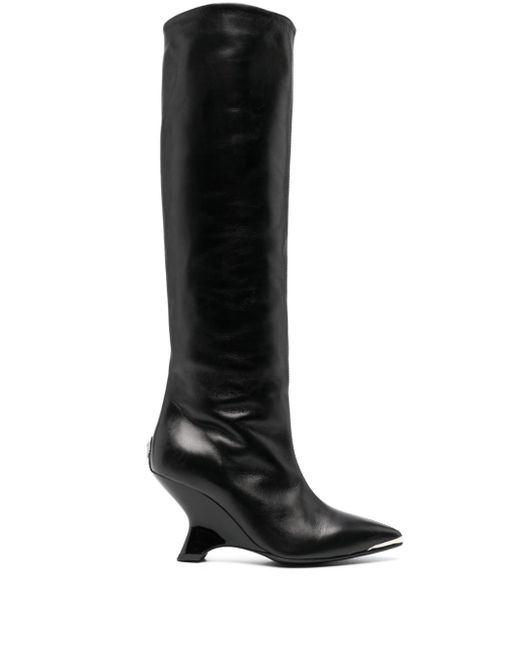 Philipp Plein 90mm sculpted-heel leather boots