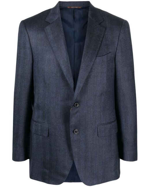 Canali contrasting-trim notched-lapels blazer
