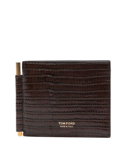 Tom Ford money-clip crocodile-effect leather cardholder
