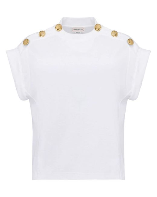 Alexander McQueen Seal button-embellished cottoon T-shirt