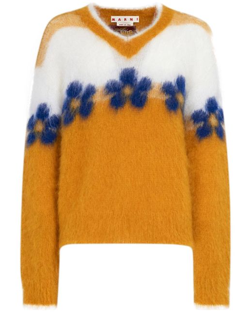 Marni floral-motif brushed-effect jumper